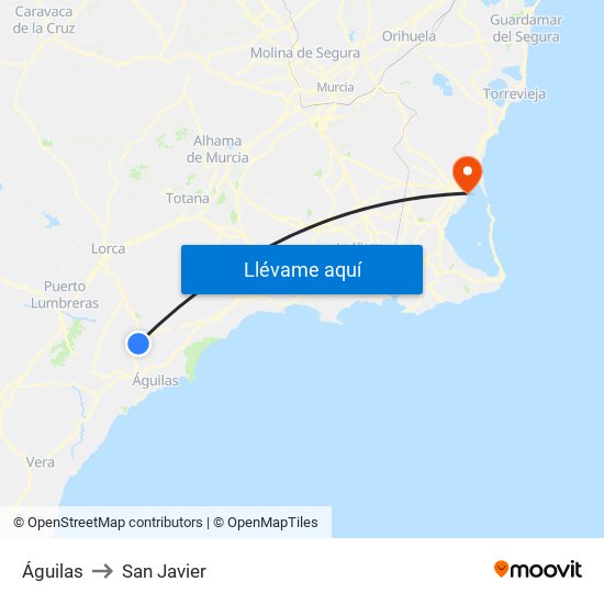 Águilas to San Javier map