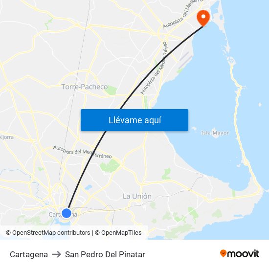 Cartagena to San Pedro Del Pinatar map