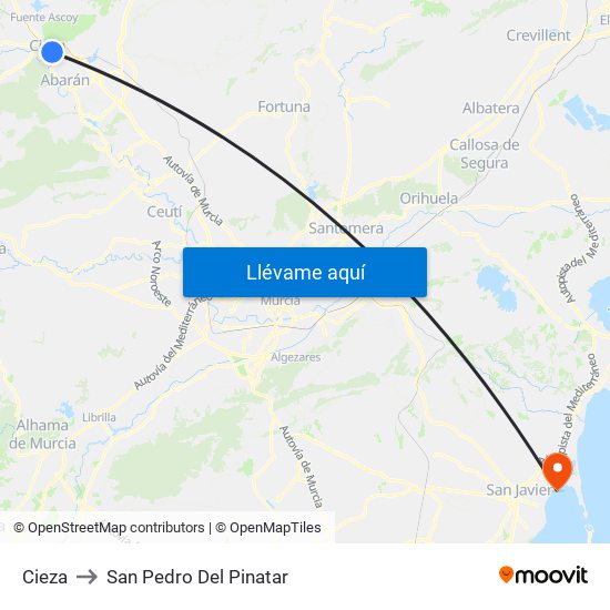 Cieza to San Pedro Del Pinatar map