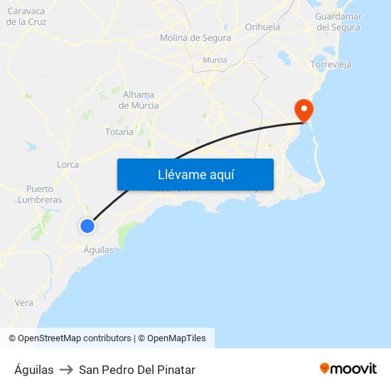 Águilas to San Pedro Del Pinatar map