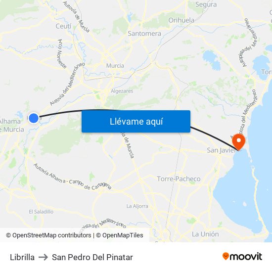 Librilla to San Pedro Del Pinatar map