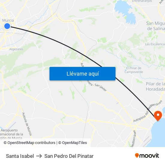 Santa Isabel to San Pedro Del Pinatar map