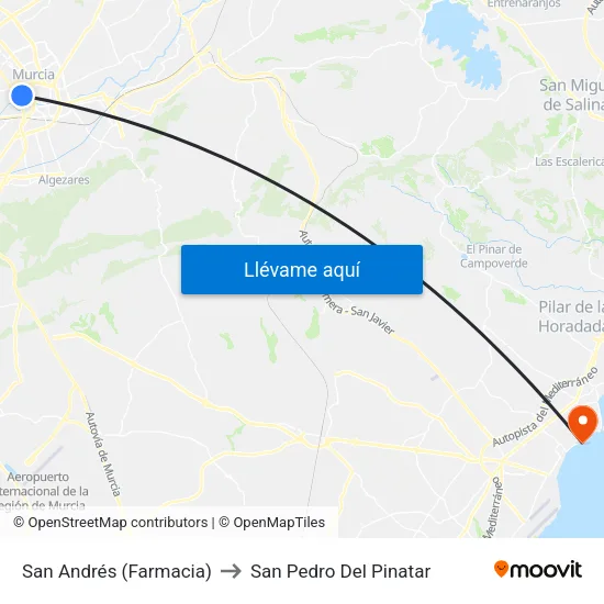 San Andrés (Farmacia) to San Pedro Del Pinatar map