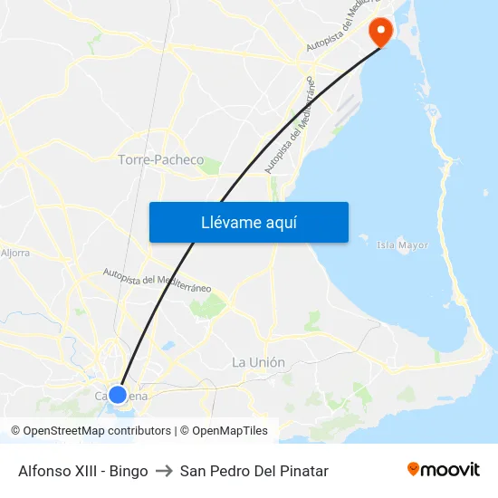 Alfonso XIII - Bingo to San Pedro Del Pinatar map