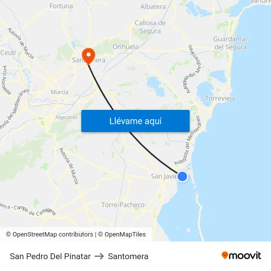 San Pedro Del Pinatar to Santomera map
