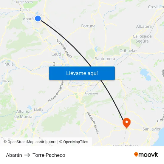 Abarán to Torre-Pacheco map