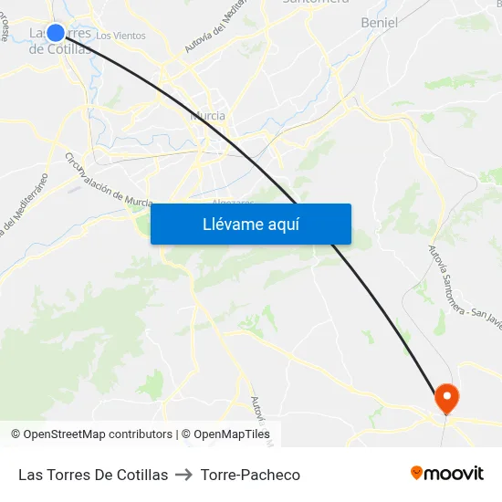 Las Torres De Cotillas to Torre-Pacheco map