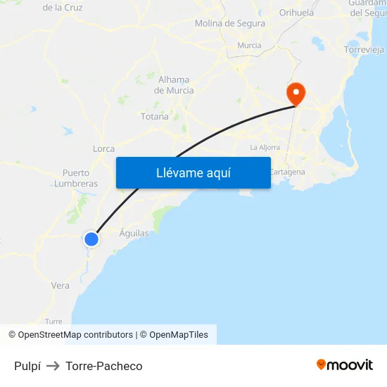 Pulpí to Torre-Pacheco map