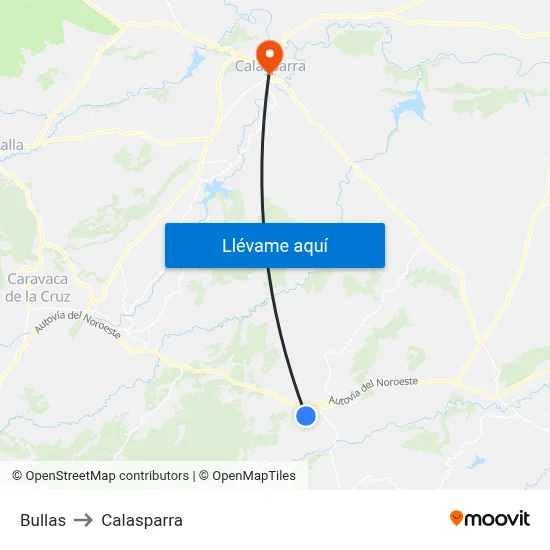Bullas to Calasparra map