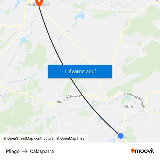 Pliego to Calasparra map