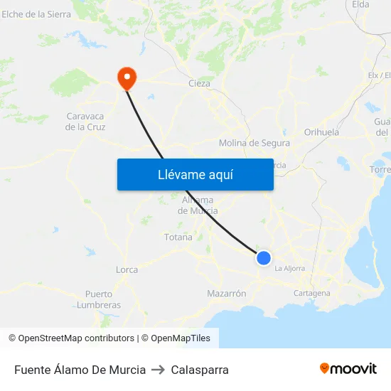 Fuente Álamo De Murcia to Calasparra map