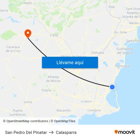 San Pedro Del Pinatar to Calasparra map