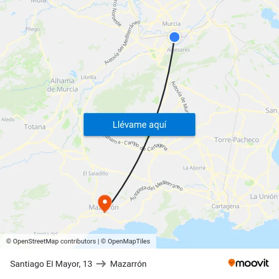 Santiago El Mayor, 13 to Mazarrón map
