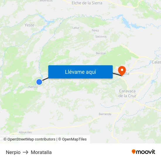 Nerpio to Moratalla map