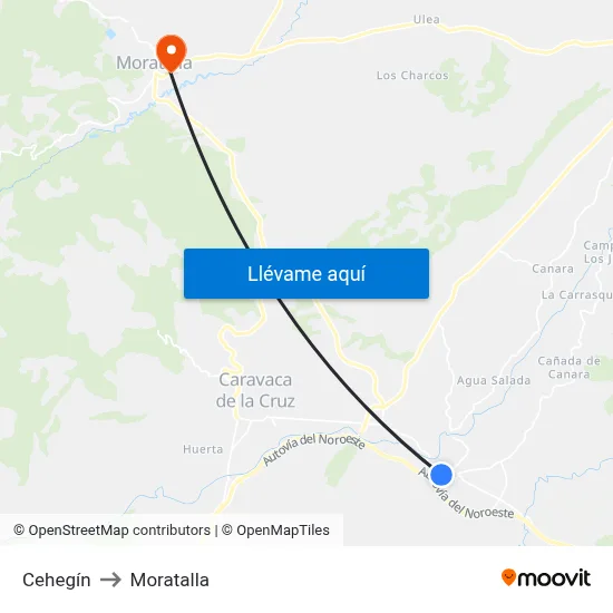Cehegín to Moratalla map