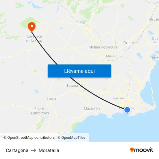 Cartagena to Moratalla map