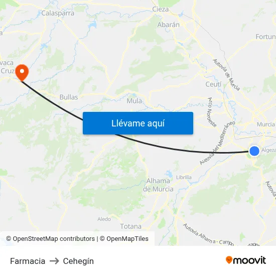 Farmacia to Cehegín map