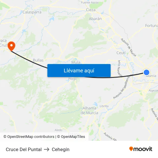Cruce Del Puntal to Cehegín map