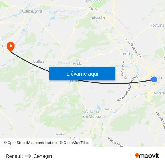 Renault to Cehegín map