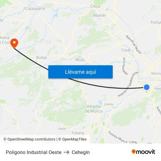 Polígono Industrial Oeste to Cehegín map