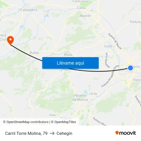 Carril Torre Molina, 79 to Cehegín map