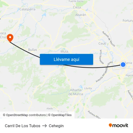 Carril De Los Tubos to Cehegín map