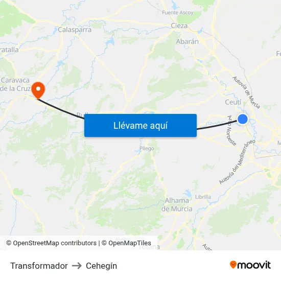 Transformador to Cehegín map