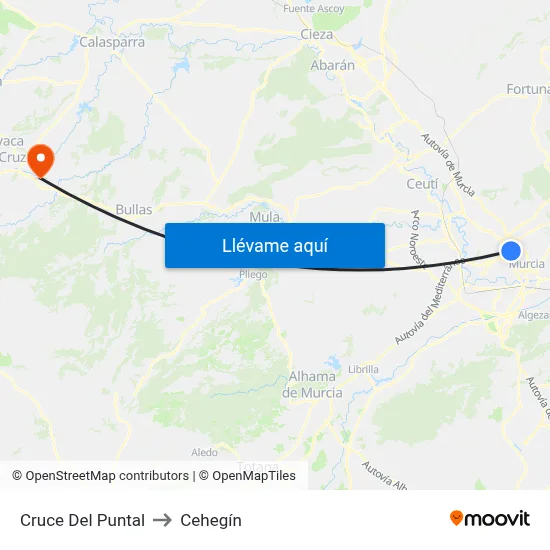Cruce Del Puntal to Cehegín map