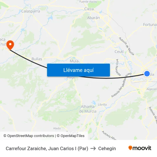 Carrefour Zaraiche, Juan Carlos I (Par) to Cehegín map
