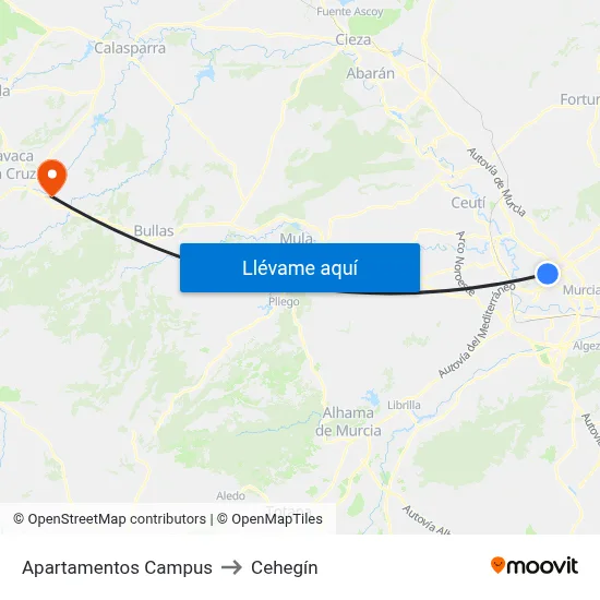 Apartamentos Campus to Cehegín map