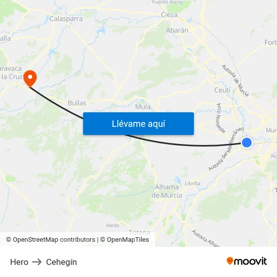 Hero to Cehegín map