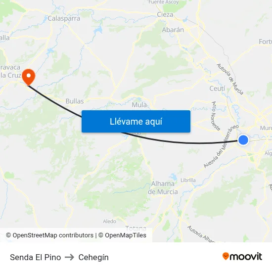 Senda El Pino to Cehegín map