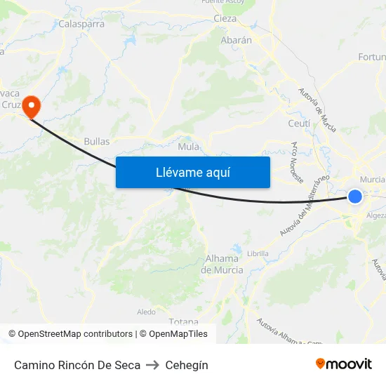 Camino Rincón De Seca to Cehegín map