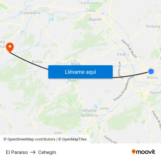 El Paraíso to Cehegín map