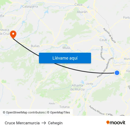 Cruce Mercamurcia to Cehegín map