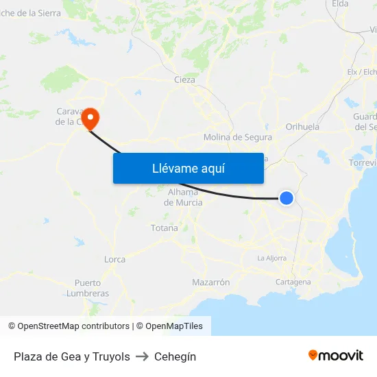 Plaza de Gea y Truyols to Cehegín map