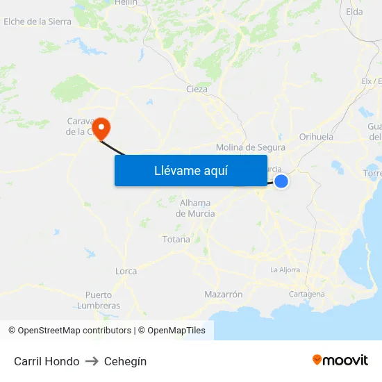 Carril Hondo to Cehegín map