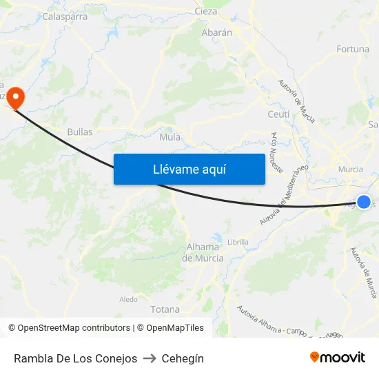 Rambla De Los Conejos to Cehegín map