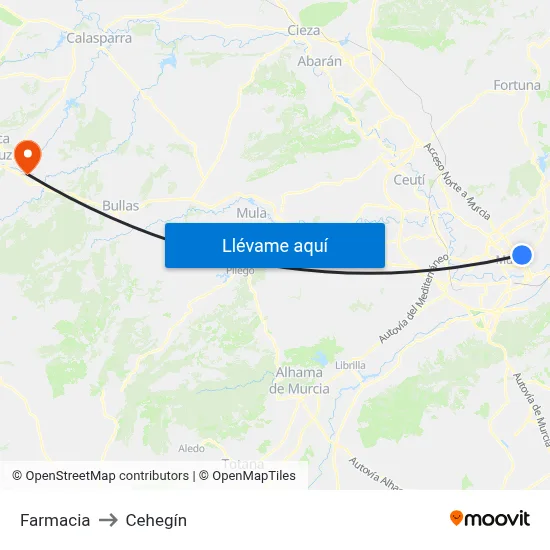 Farmacia to Cehegín map
