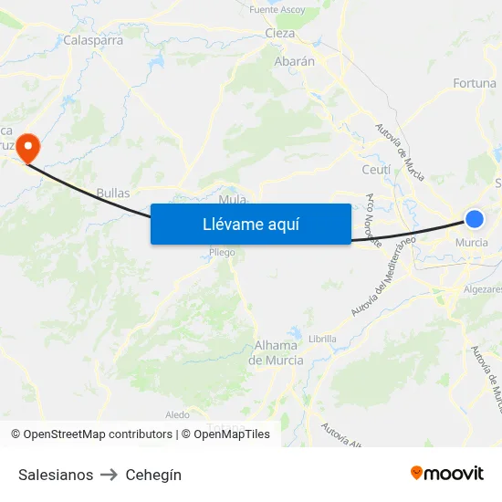 Salesianos to Cehegín map