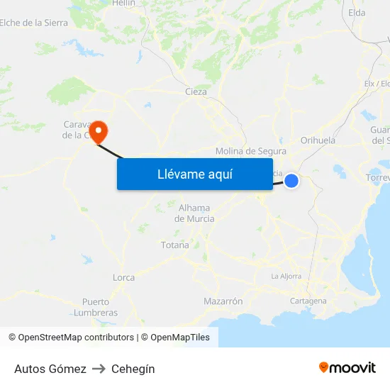 Autos Gómez to Cehegín map