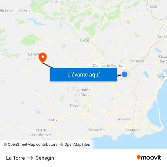 La Torre to Cehegín map