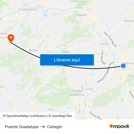 Puente Guadalupe to Cehegín map
