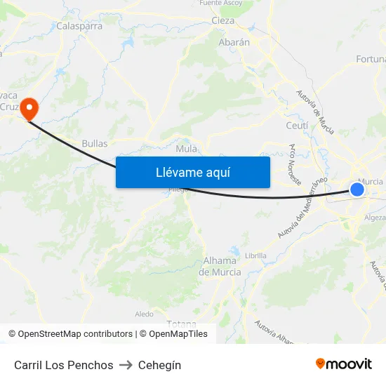 Carril Los Penchos to Cehegín map