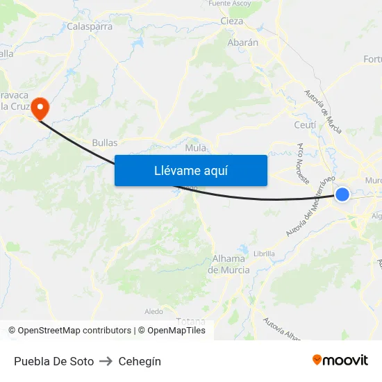 Puebla De Soto to Cehegín map