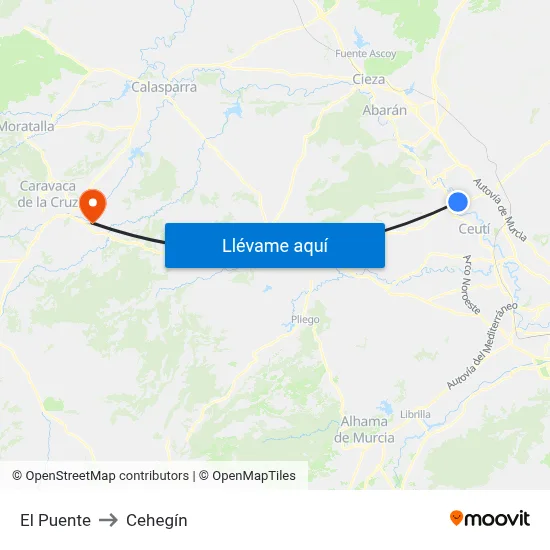 El Puente to Cehegín map