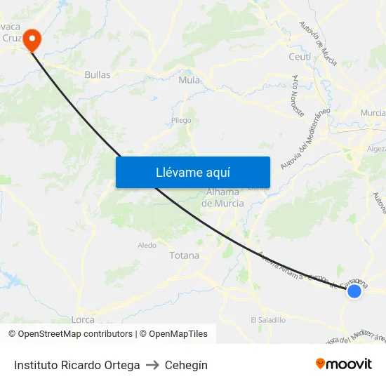 Instituto Ricardo Ortega to Cehegín map