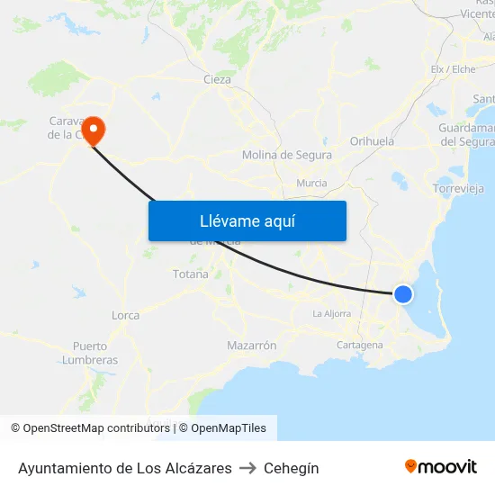 Ayuntamiento de Los Alcázares to Cehegín map