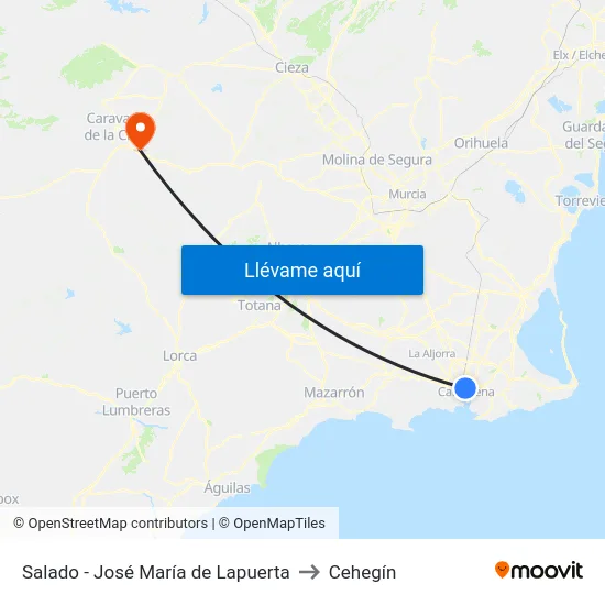 Salado - José María de Lapuerta to Cehegín map