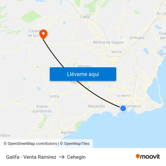 Galifa - Venta Ramírez to Cehegín map